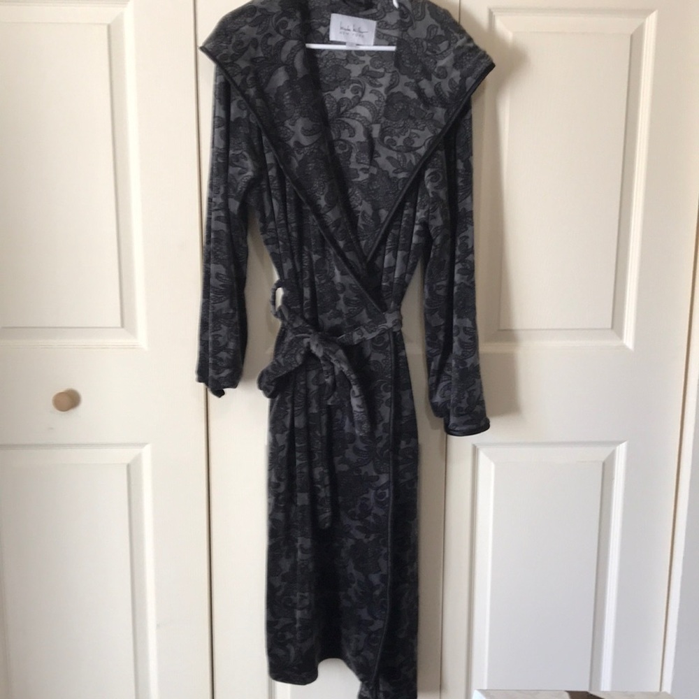 Nicole Miller NY long hooded plush bathrobe.